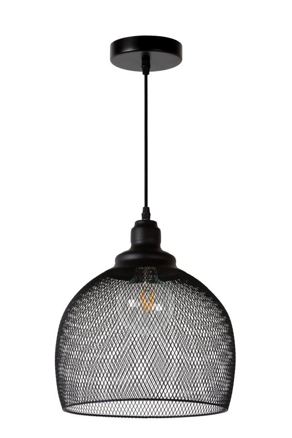 Lucide MESH - Lámpara colgante - Ø 28 cm - 1xE27 - Negro - apagado